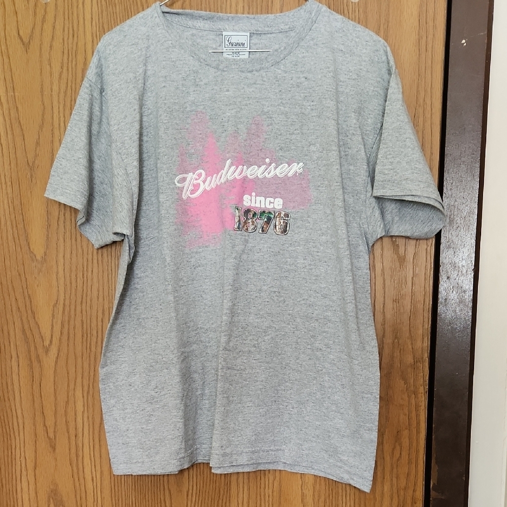 Budweiser Gray Short Sleeve Tee Casual Comfort